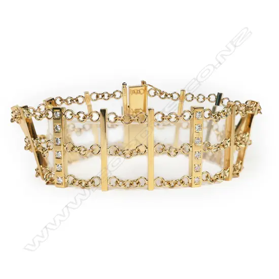 A 9ct gold and diamond bracelet,