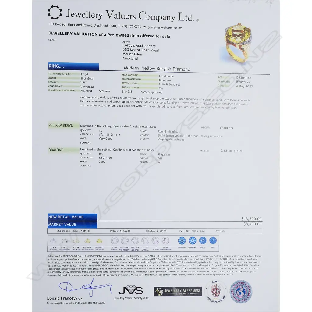 An 18ct yellow gold handmade contemporary large yellow beryl and diamond ring, Image 1++