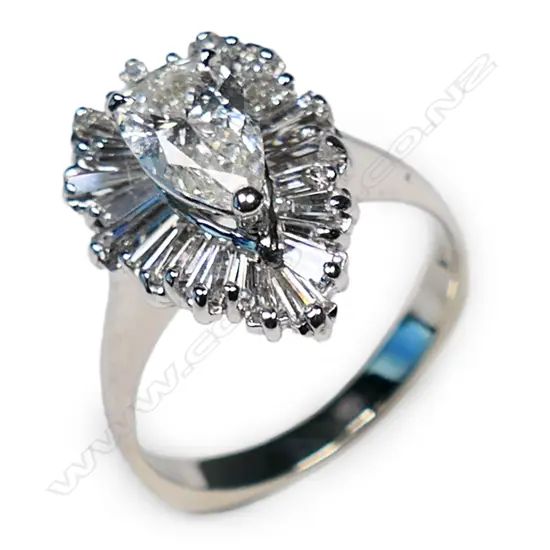 A 14ct white gold and diamond ring,