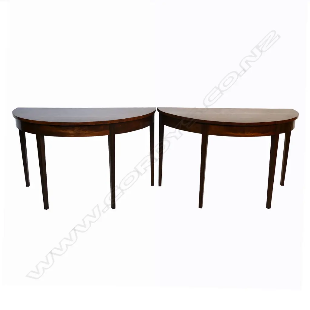 A pair of Victorian mahogany demi-lune tables, Image 1++