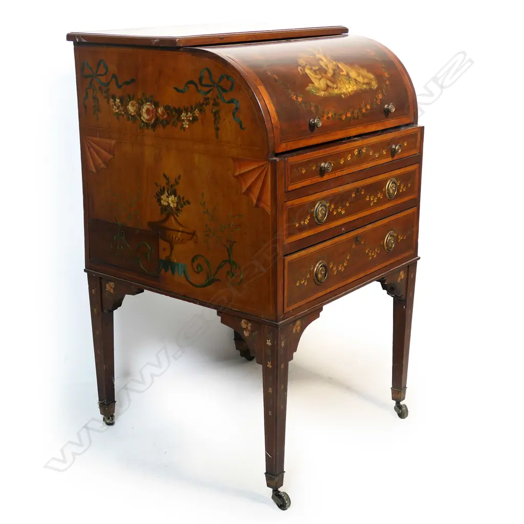 An Edwardian ladies cylinder writing desk, Image 1++