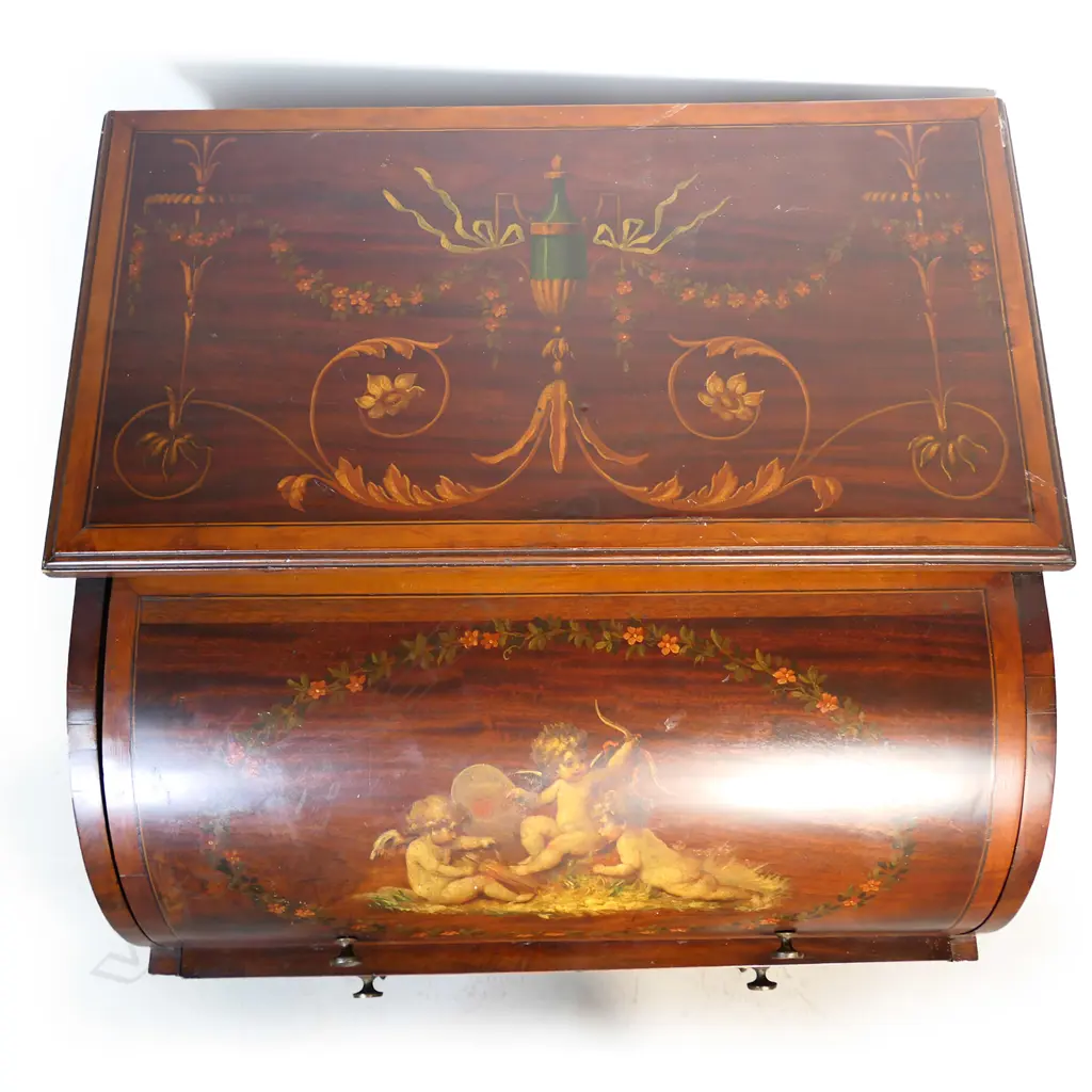 An Edwardian ladies cylinder writing desk, Image 1++