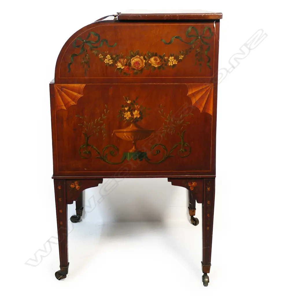 An Edwardian ladies cylinder writing desk, Image 1++