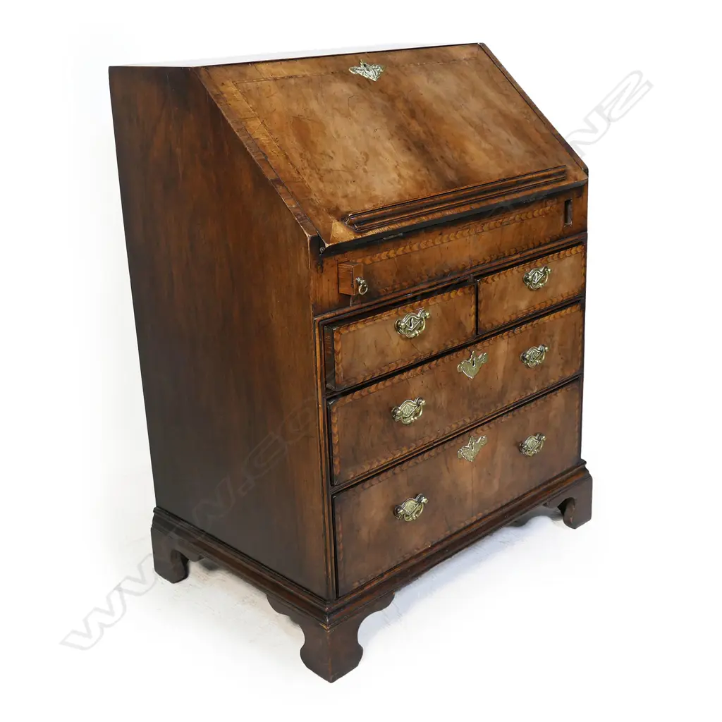A small proportion George III mahogany drop front bureau, Image 1++