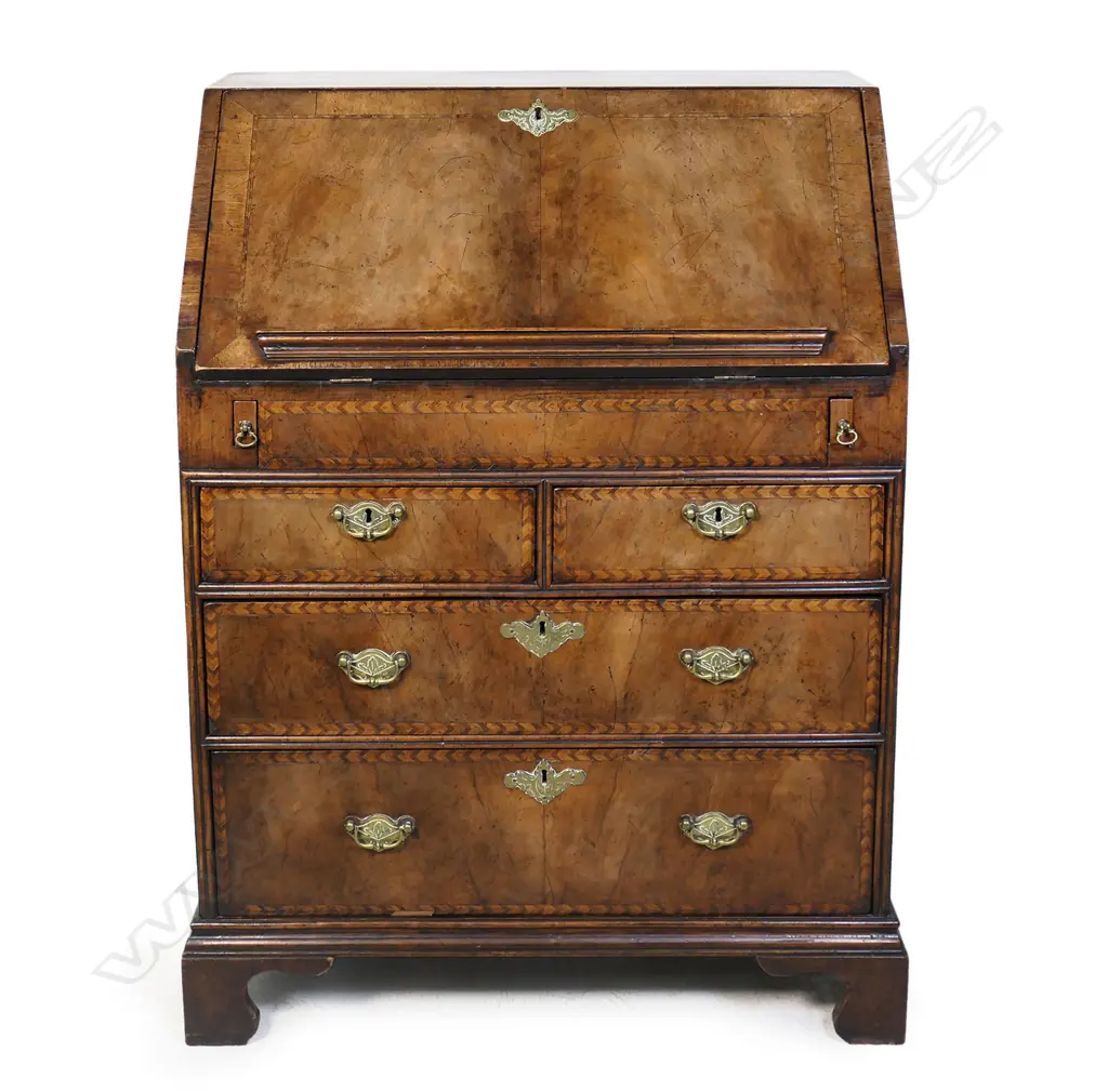 A small proportion George III mahogany drop front bureau, Image 1++