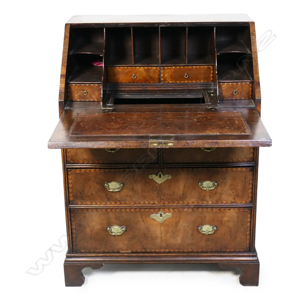 A small proportion George III mahogany drop front bureau, Image 1++