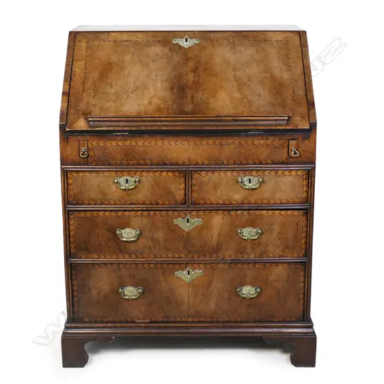 A small proportion George III mahogany drop front bureau,
