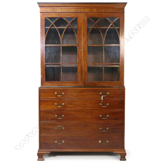 A late Georgian bookcase secretaire,
