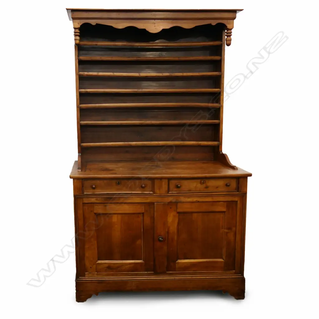 An 18thC. French Provincial fruitwood high back dresser, Image 1++