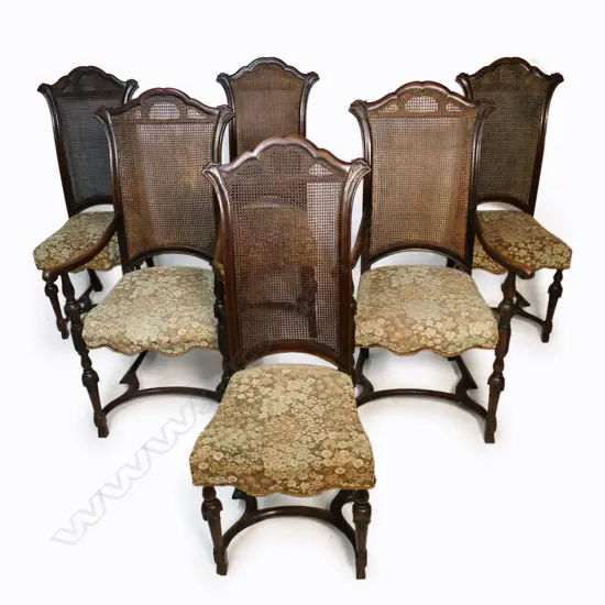 A set of six early 1900s French style mahogany high back chairs,