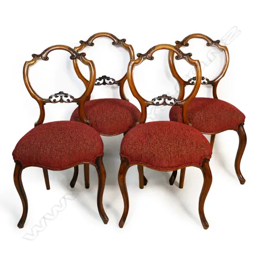 Four Victorian mahogany balloon back dining chairs,