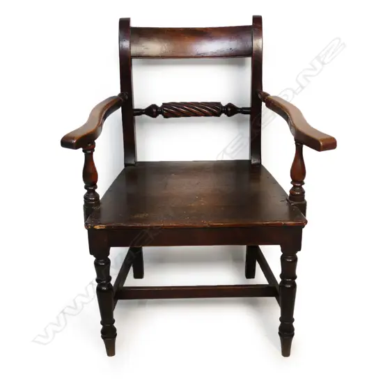 A Georgian country oak armchair,