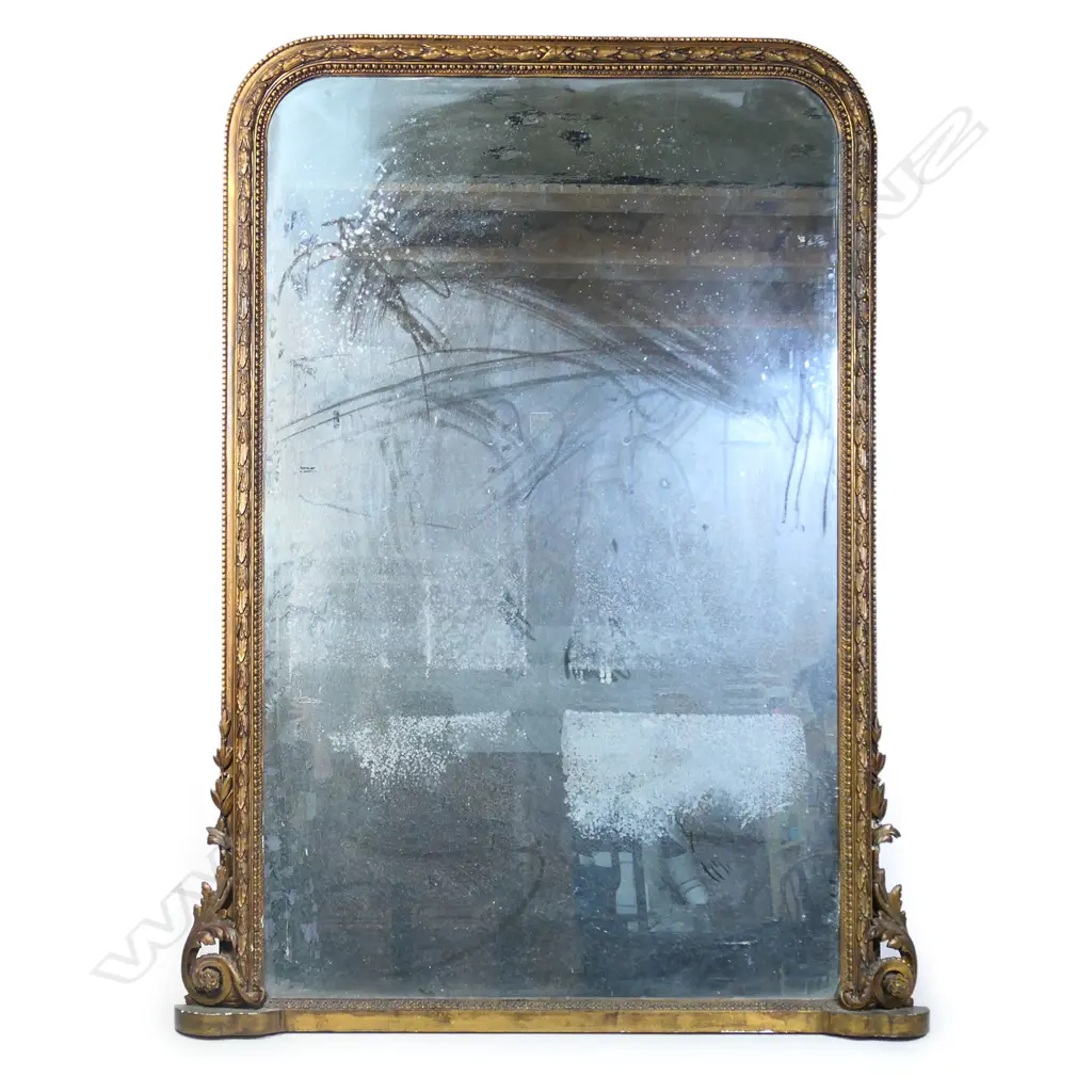 A 19thC gilt framed large over mantle mirror, Image 1++