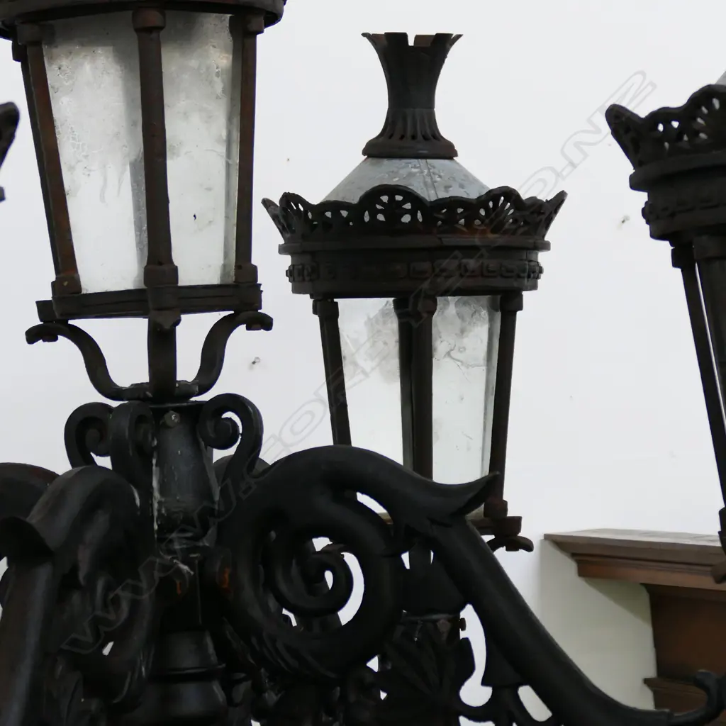 A pair of tall antique style cast iron lamp standards, Image 1++