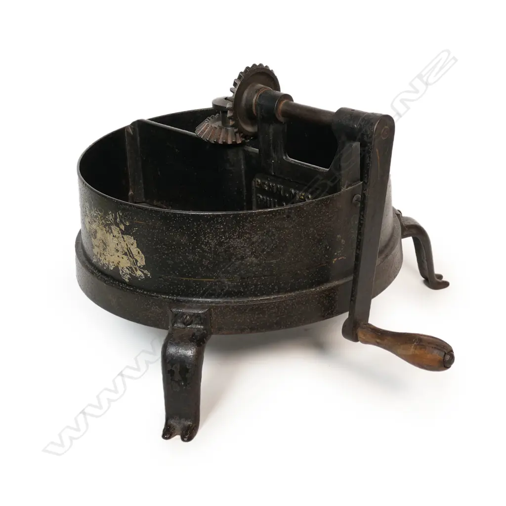 A 19thC American Penn MFG Co. commercial cast iron and wood vegetable cutter, Image 1++