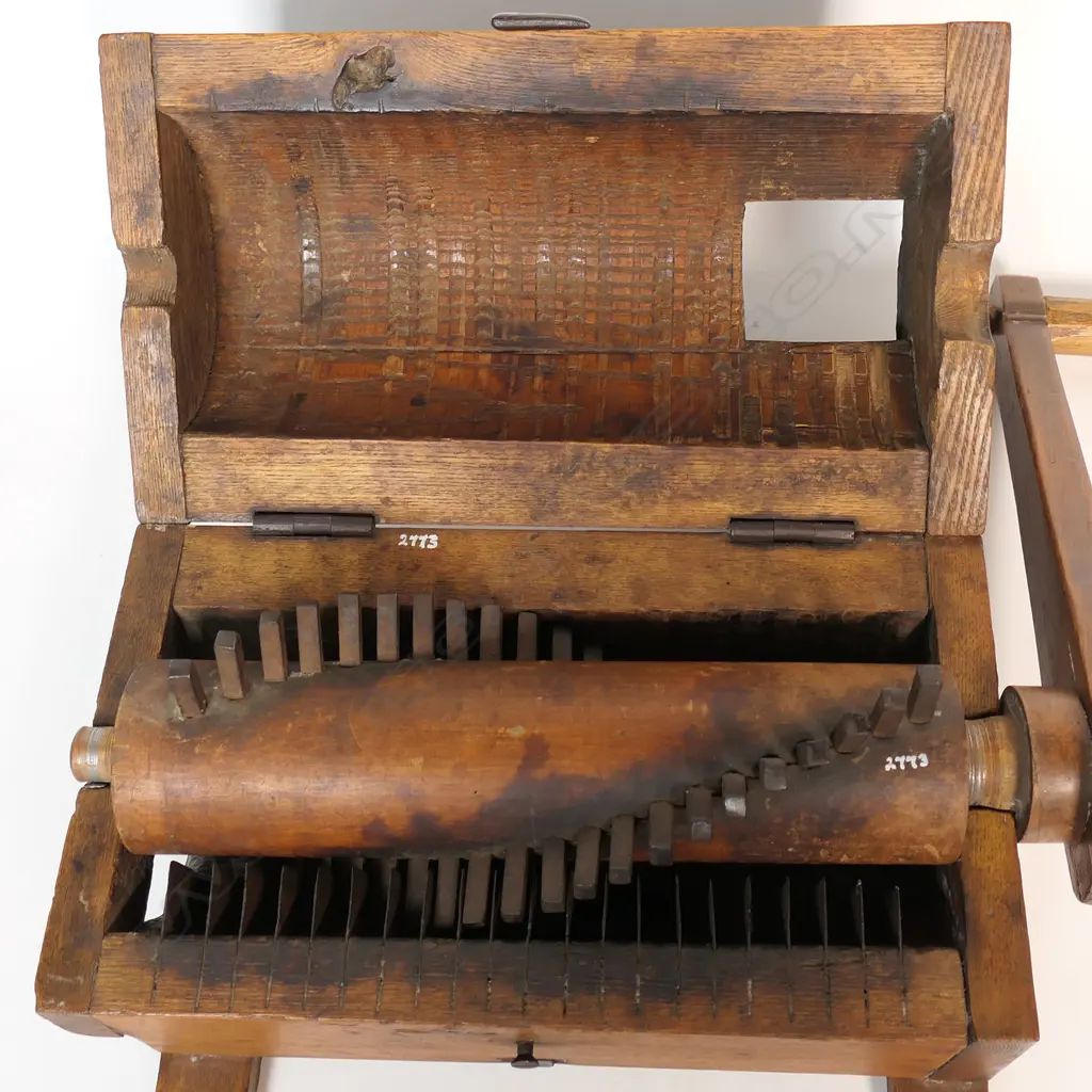 A c.1840-58 American heavy oak construction meat grinder, Image 1++