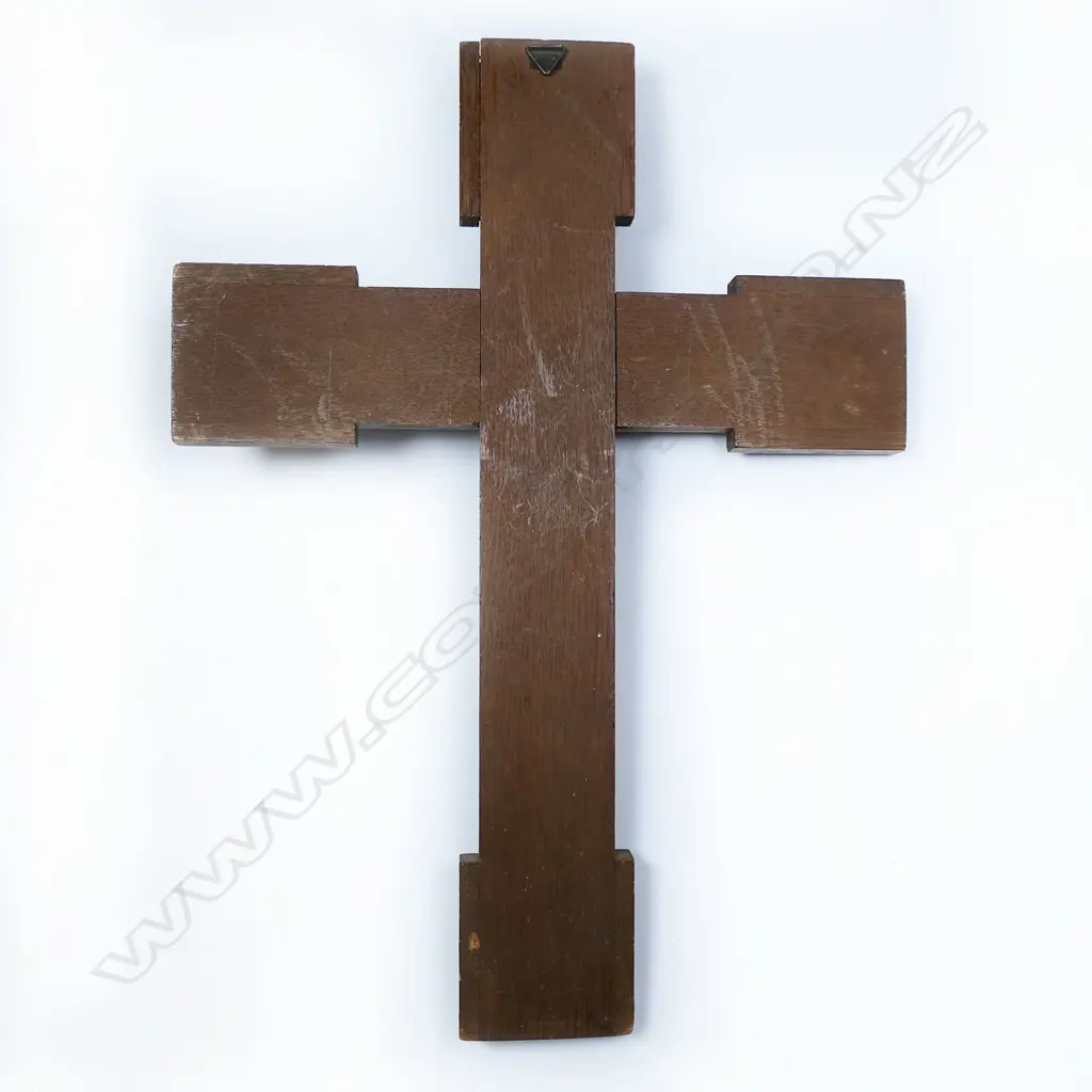 A vintage oak and brass crucifix, Image 1++