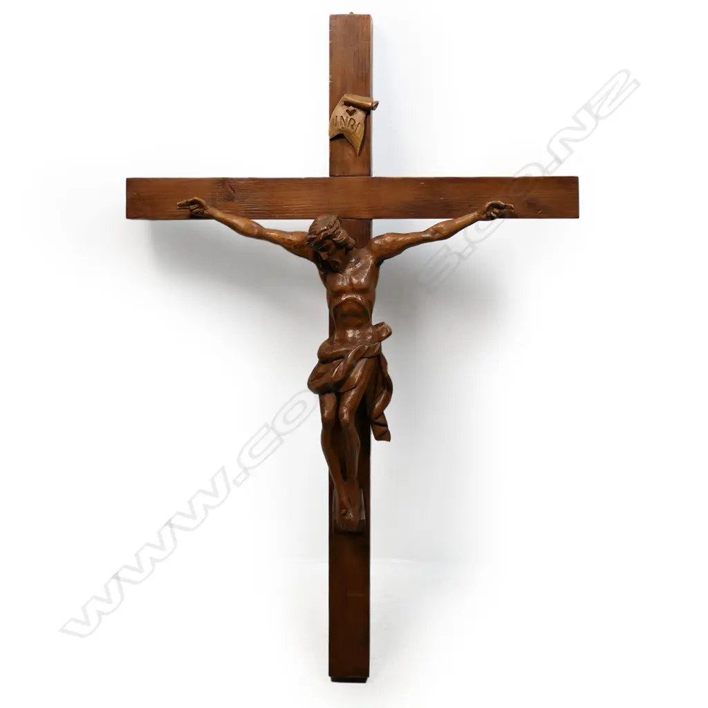 A large vintage wood crucifix, Image 1++
