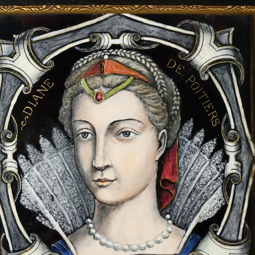 A pair of 19thC French Limoges enamel on copper portrait plaques, Image 1++