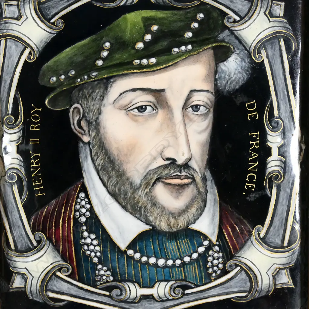 A pair of 19thC French Limoges enamel on copper portrait plaques, Image 1++