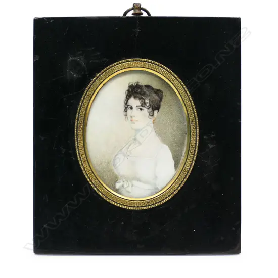 A 19thC hand painted portrait miniature,