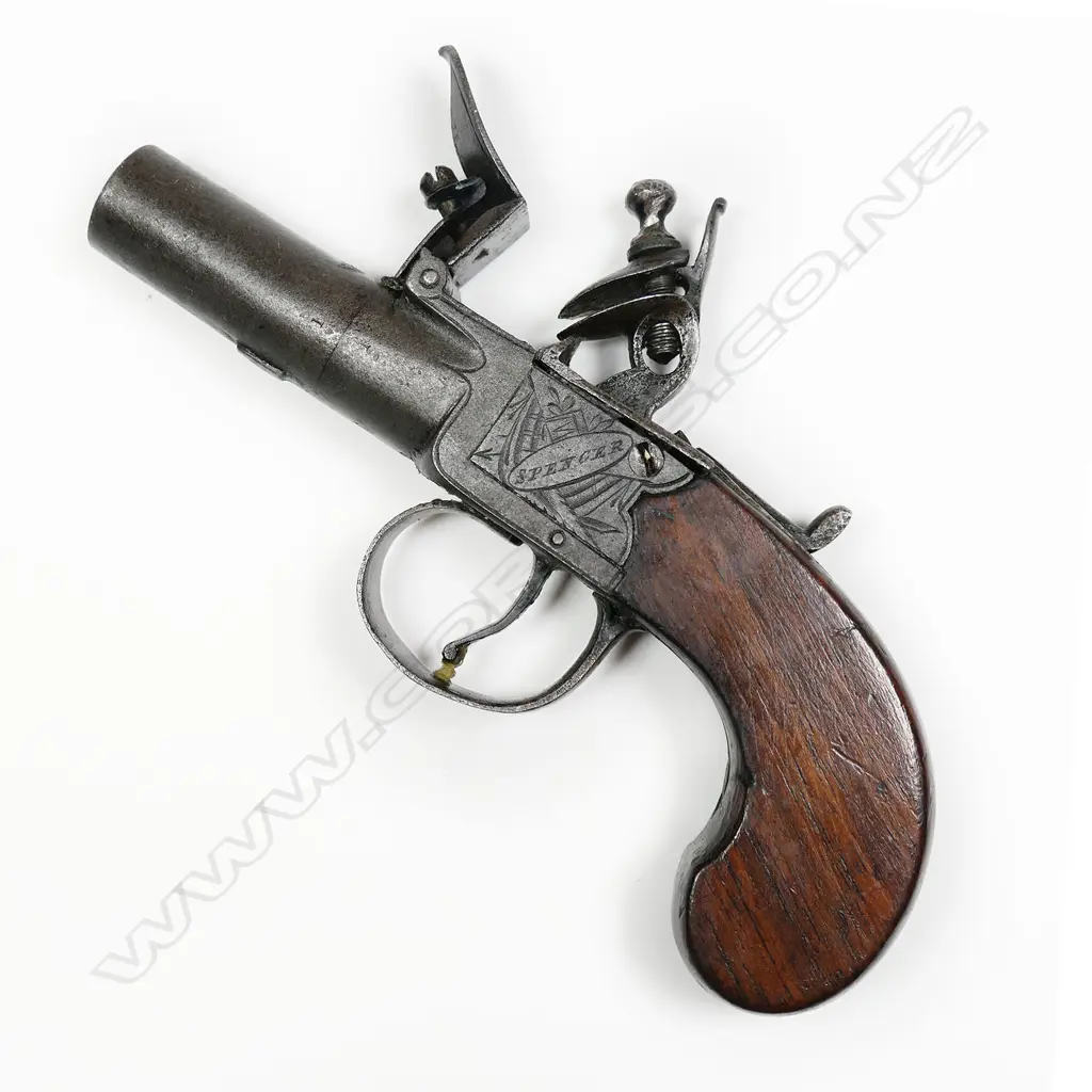 18th century English box-lock flintlock pistol, Image 1++