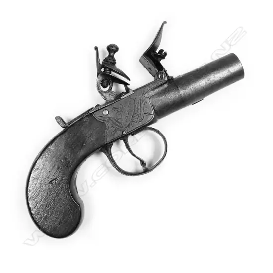18th century English box-lock flintlock pistol,