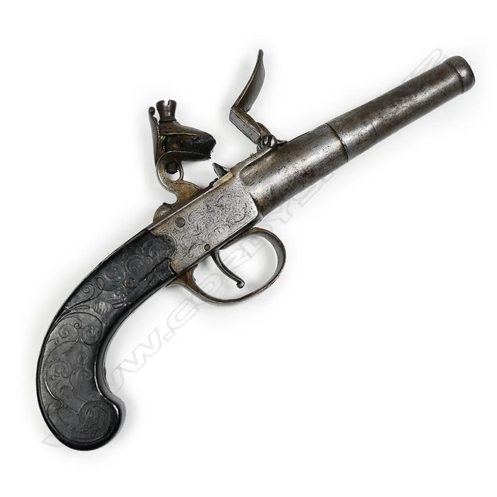 18th century English box-lock flintlock pistol, Image 1++