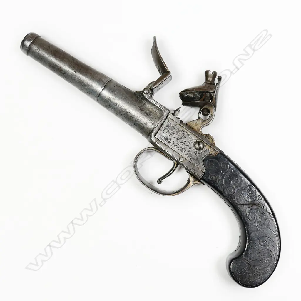 18th century English box-lock flintlock pistol, Image 1++