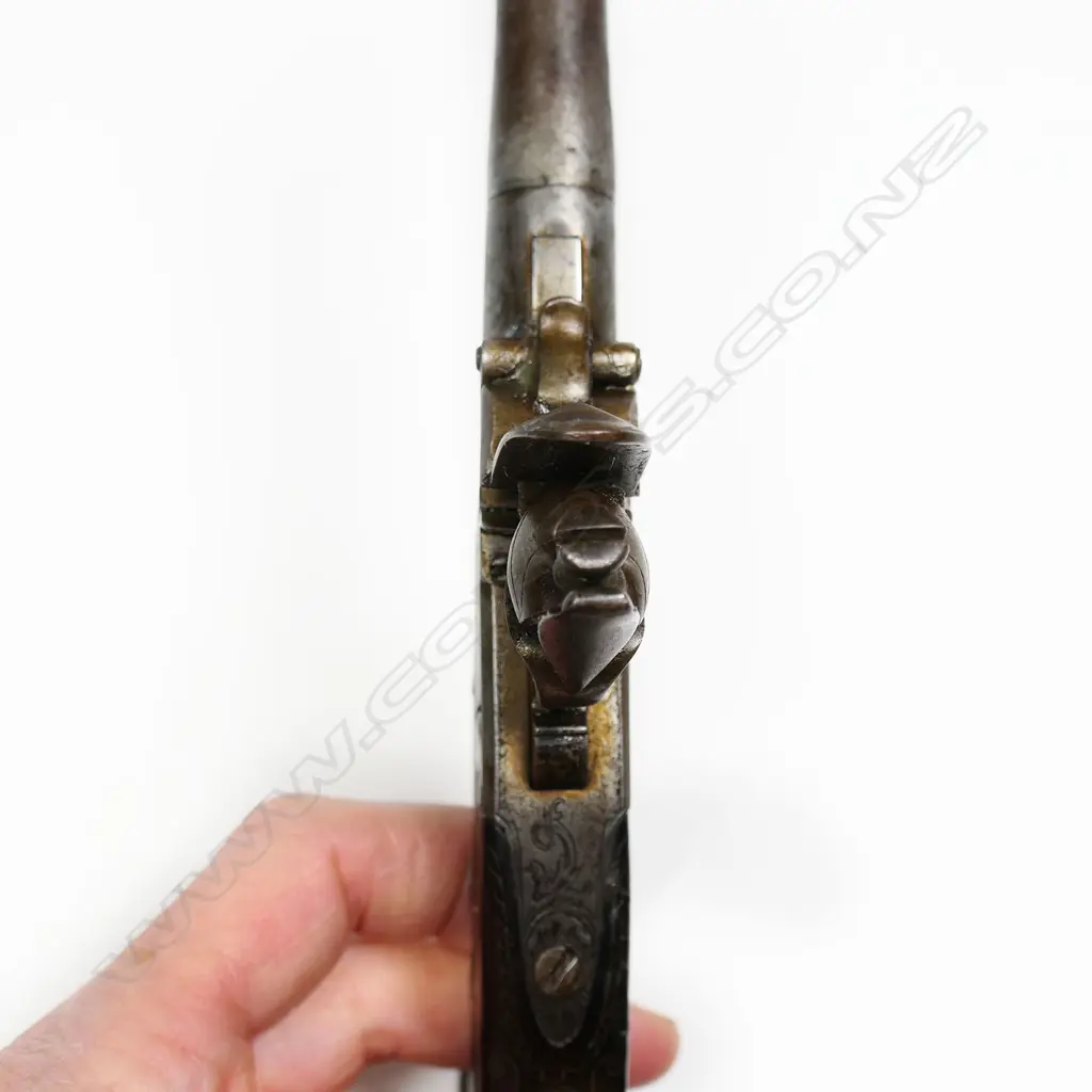 18th century English box-lock flintlock pistol, Image 1++