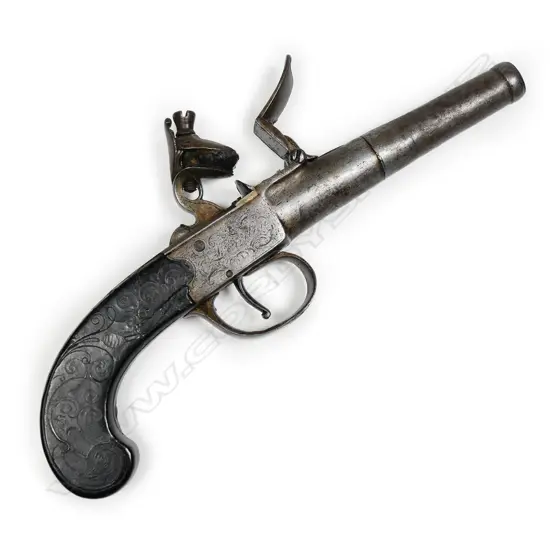 18th century English box-lock flintlock pistol,