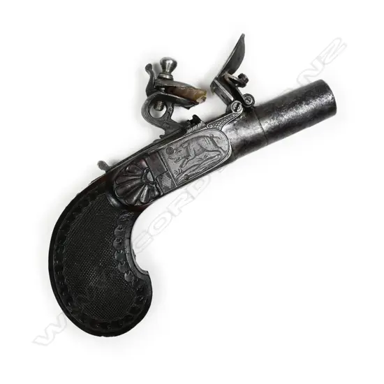 A fine 18th century Belgian Liege box-lock flintlock pistol,