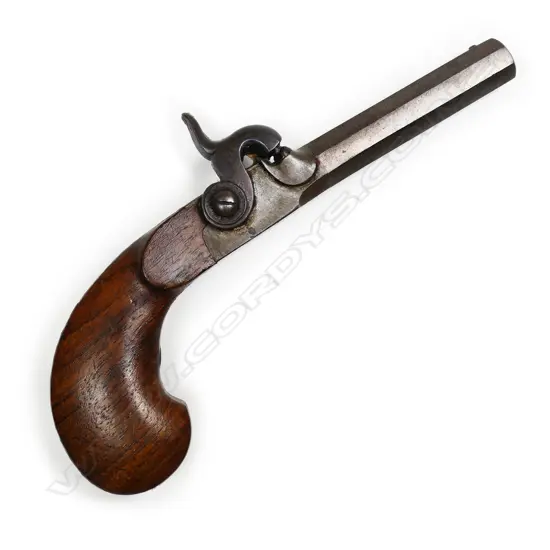 An early 19thC Belgian folding trigger percussion pistol,