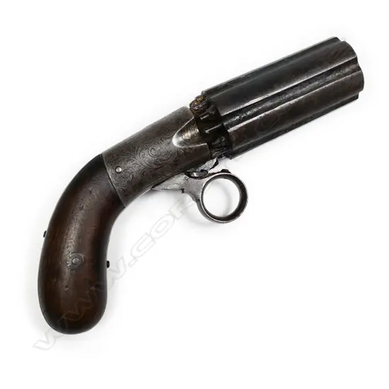 c.1850 J. Cooper's patent 6 shot pepperbox pistol,