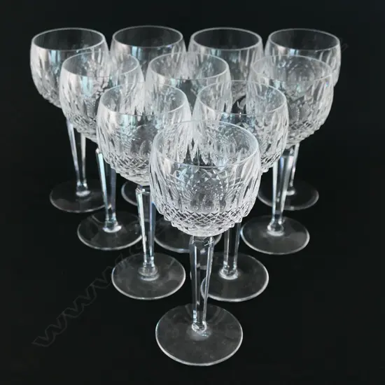 A set of ten Waterford claret glasses,