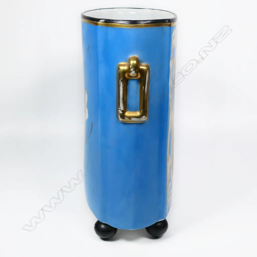 A 19thC porcelain hand painted tall vase Image 1++