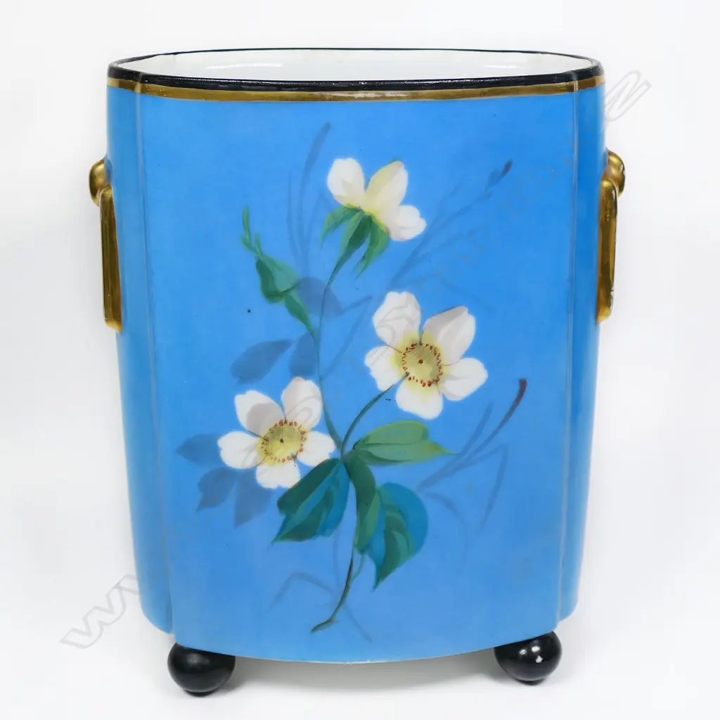 A 19thC porcelain hand painted tall vase Image 1++