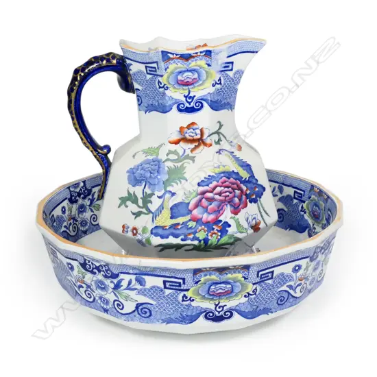 An uncommon large c.1900 Mason's Ironstone 'Regency' toilet jug and basin,