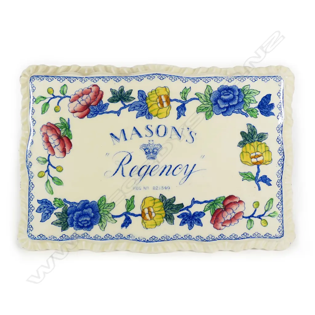 A rare Mason's Ironstone "Regency" advertising plaque, Image 1++