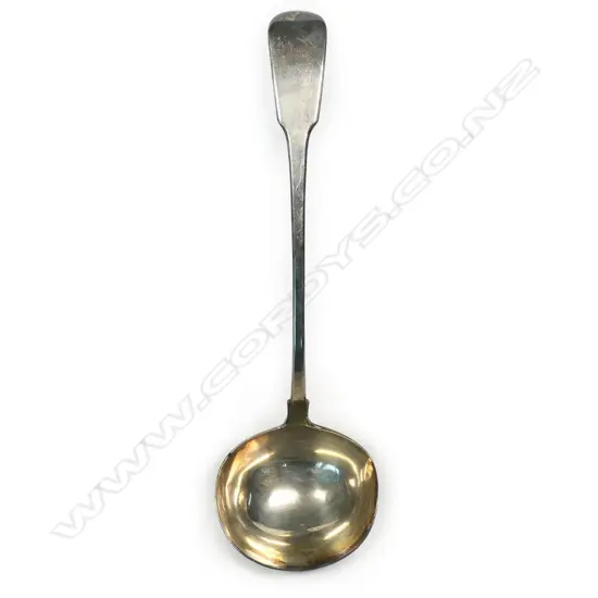 A late George III silver soup ladle,