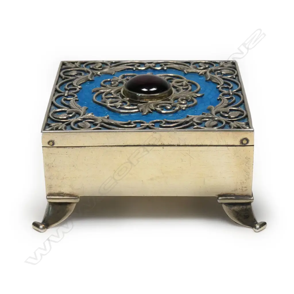 An Edwardian silver and enamel table top bell push, Image 1++