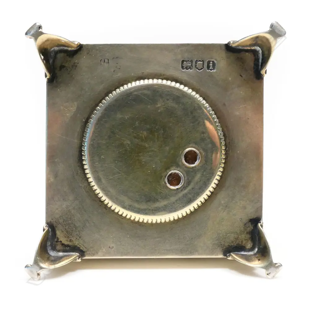 An Edwardian silver and enamel table top bell push, Image 1++