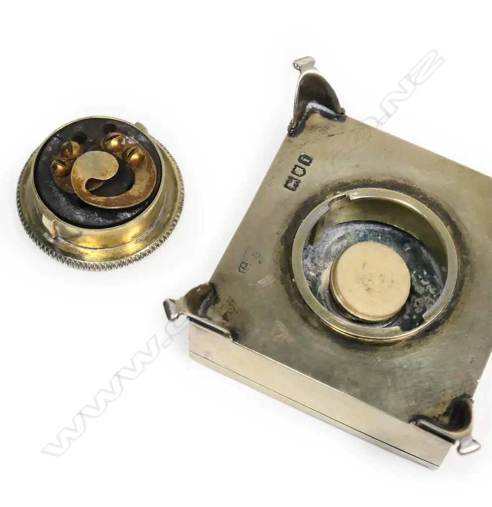 An Edwardian silver and enamel table top bell push, Image 1++