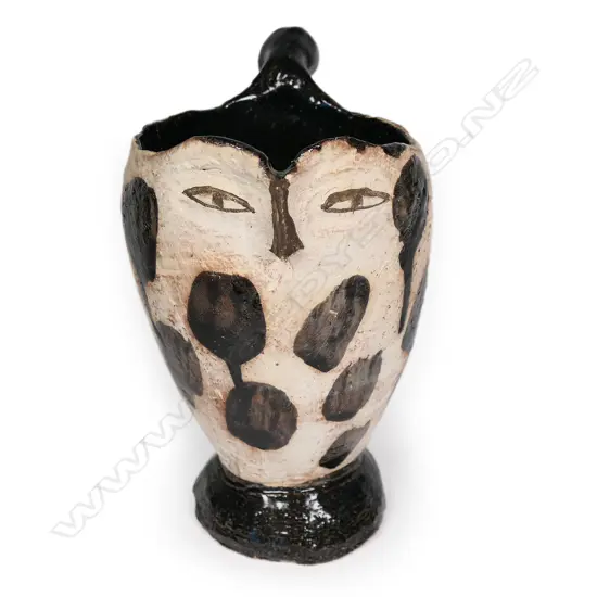 Bronwyn Cornish sculpted ceramic Owl Jug (black) #23,