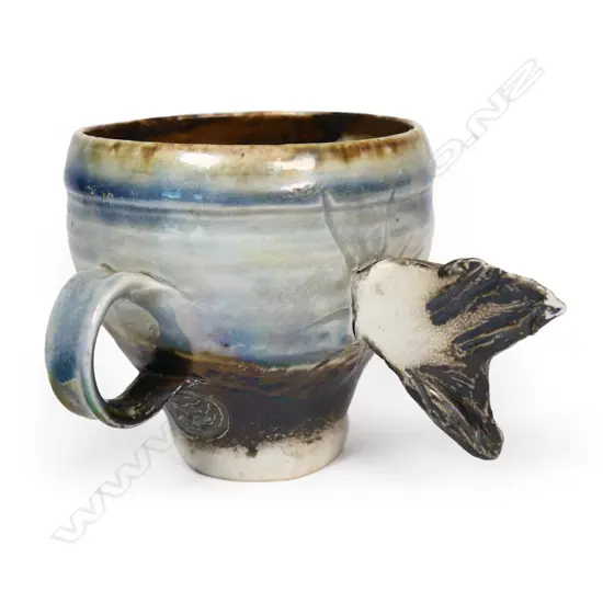 Denis O'Connor stoneware sculpted cup 'Smiling Dizzy Fish',