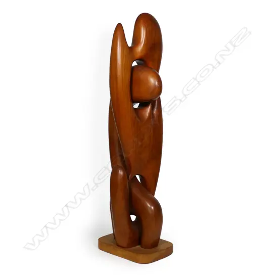 Ian Reid (NZ 1932-) 'Insight' matai carved sculpture,