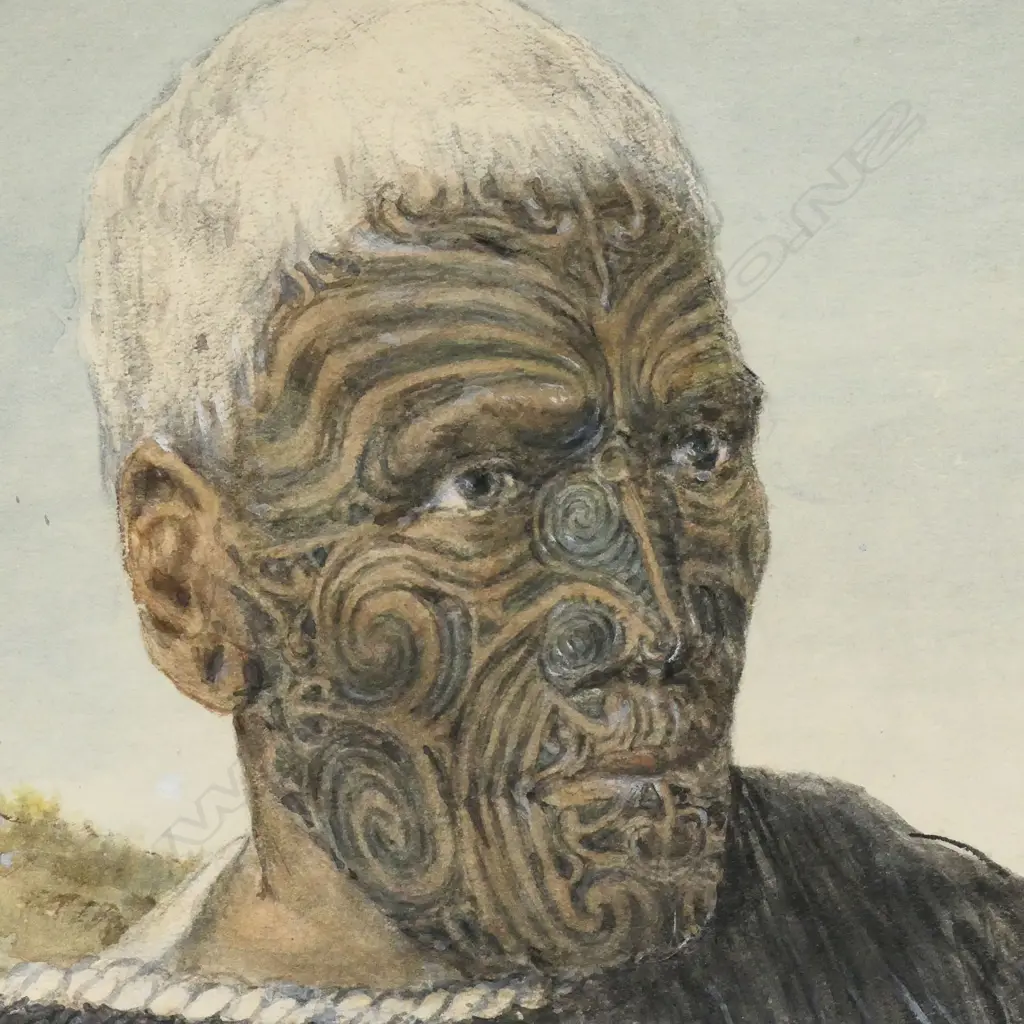 Major-General Horatio Gordon Robley (UK/NZ 1840-1930) 'Portrait of the Chief "Te Manawa"' Image 1++