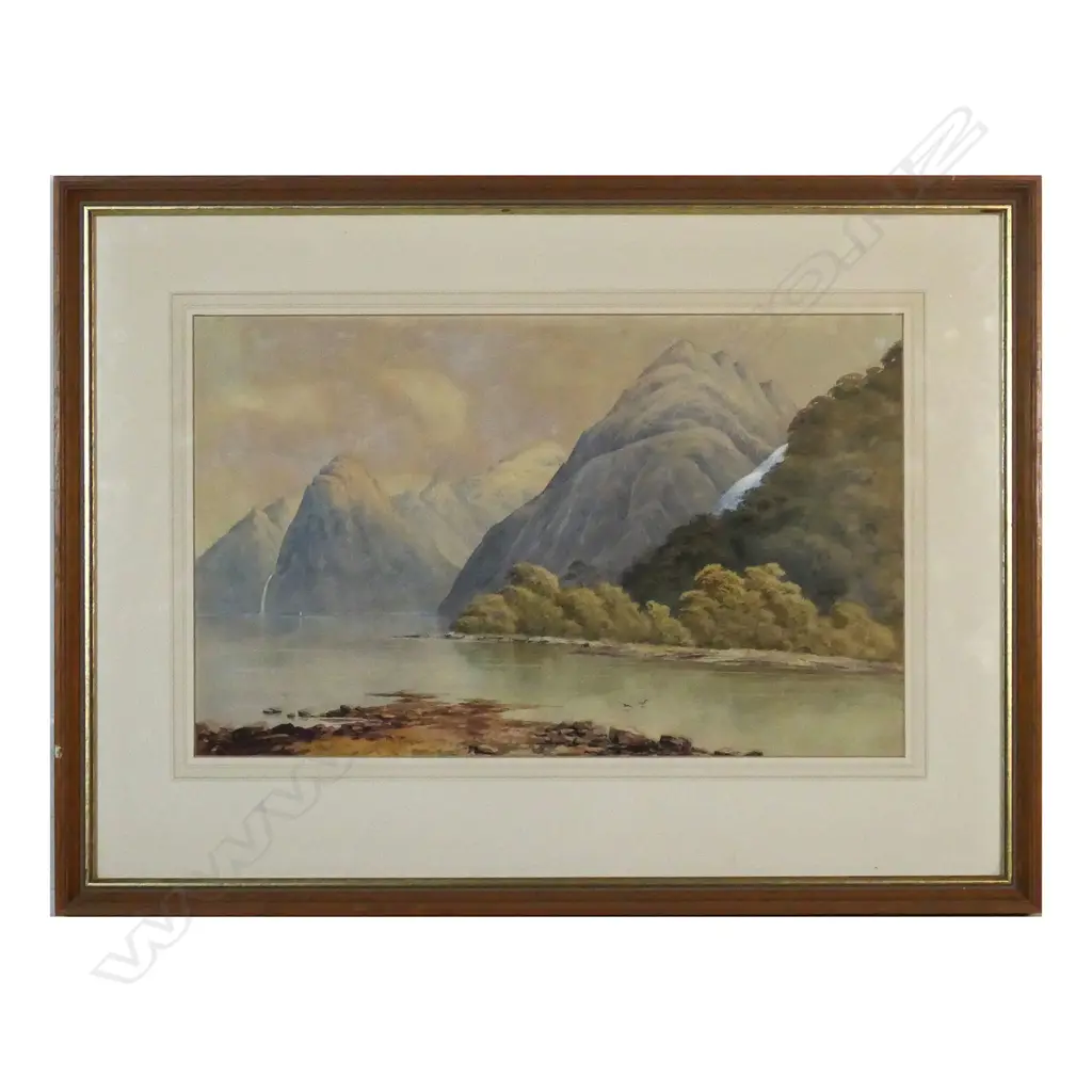 John Barr Clark Hoyte (1835-1913) 'Mitre Peak Milford Sound', Image 1++