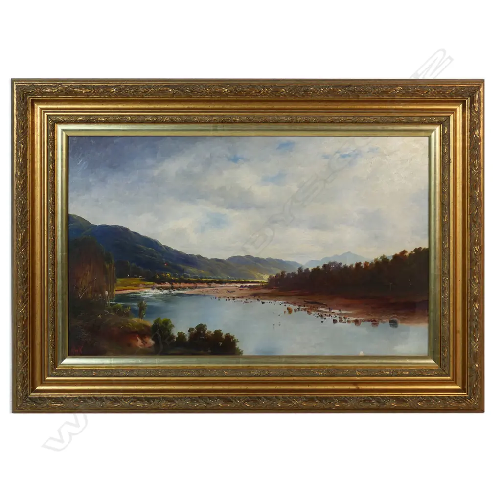 Henry William Kirkwood (1824-1925) river and hill landscape, Image 1++
