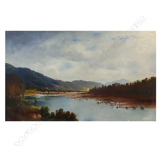 Henry William Kirkwood (1824-1925) river and hill landscape,